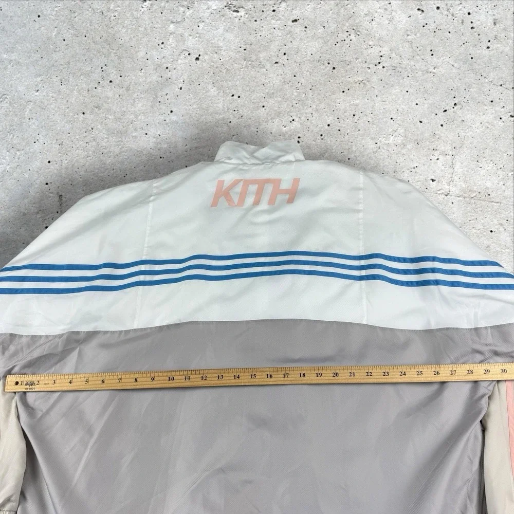 Adidas‎ KITH Track Windbreaker Jacket Size L Oversized White Three Stipe Pastel